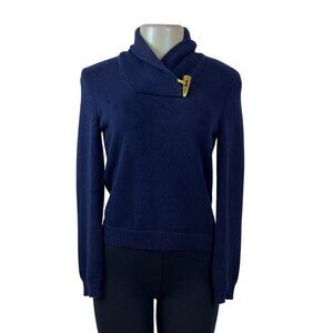 Ralph Lauren Women's Navy Cotton Knit Sweater Petite Size P